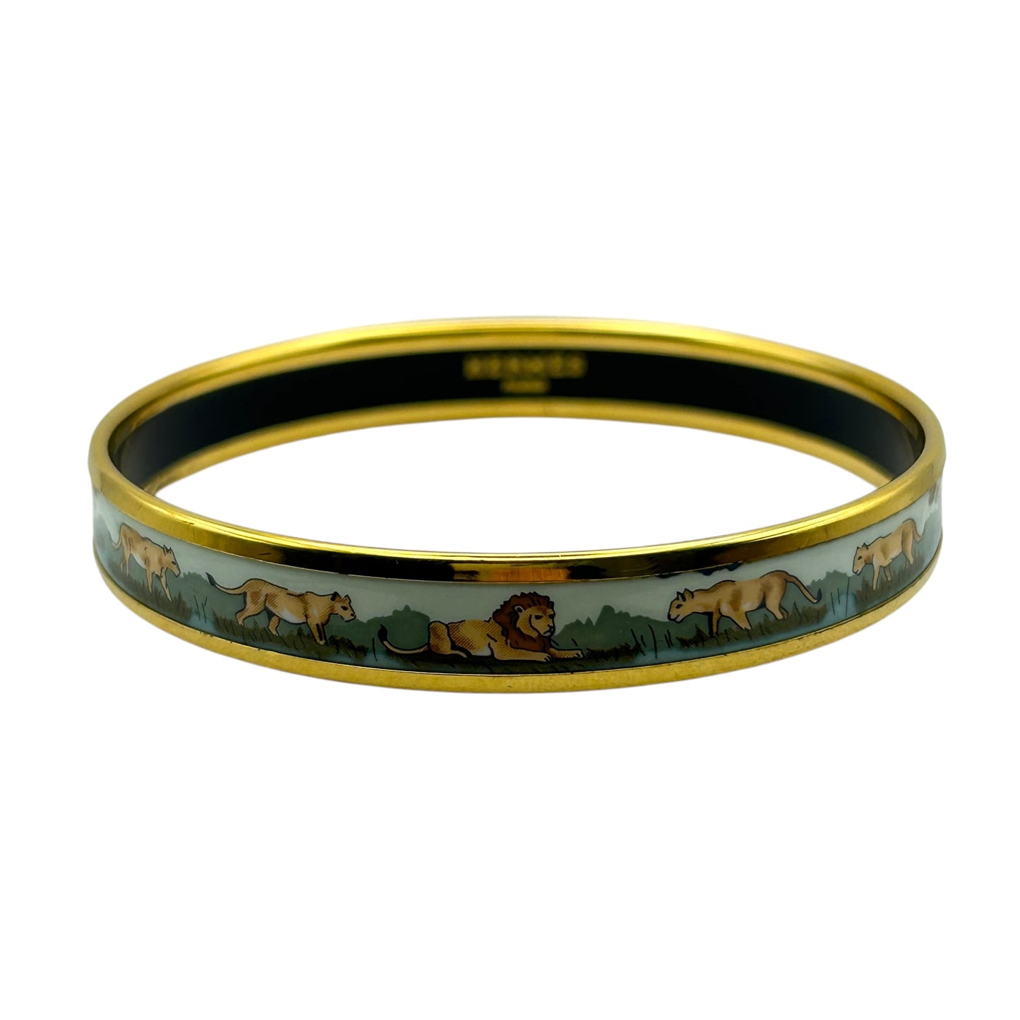 HERMES Enamel Bangle Multi Color Gold