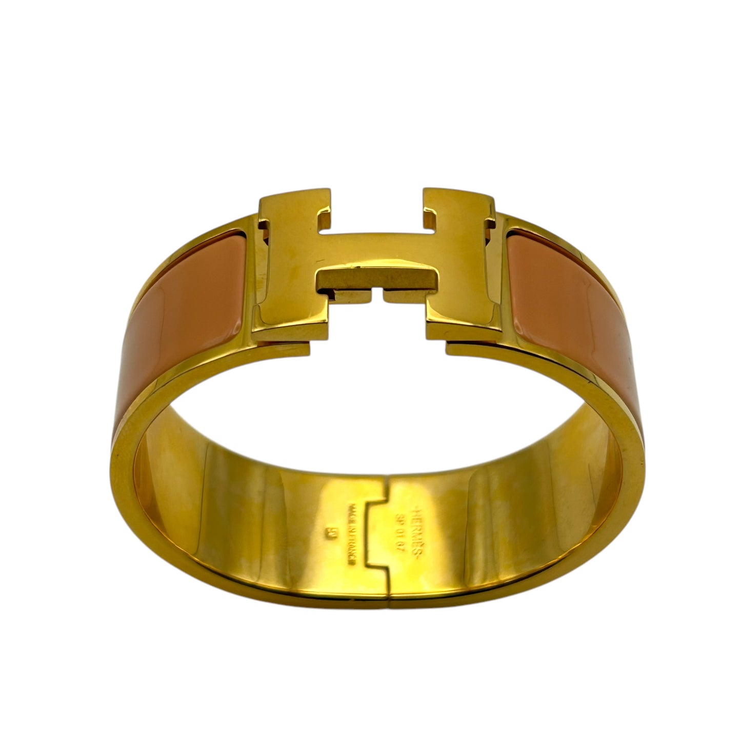 HERMES Clic Clac H Enamel Bracelet GM Nude Gold