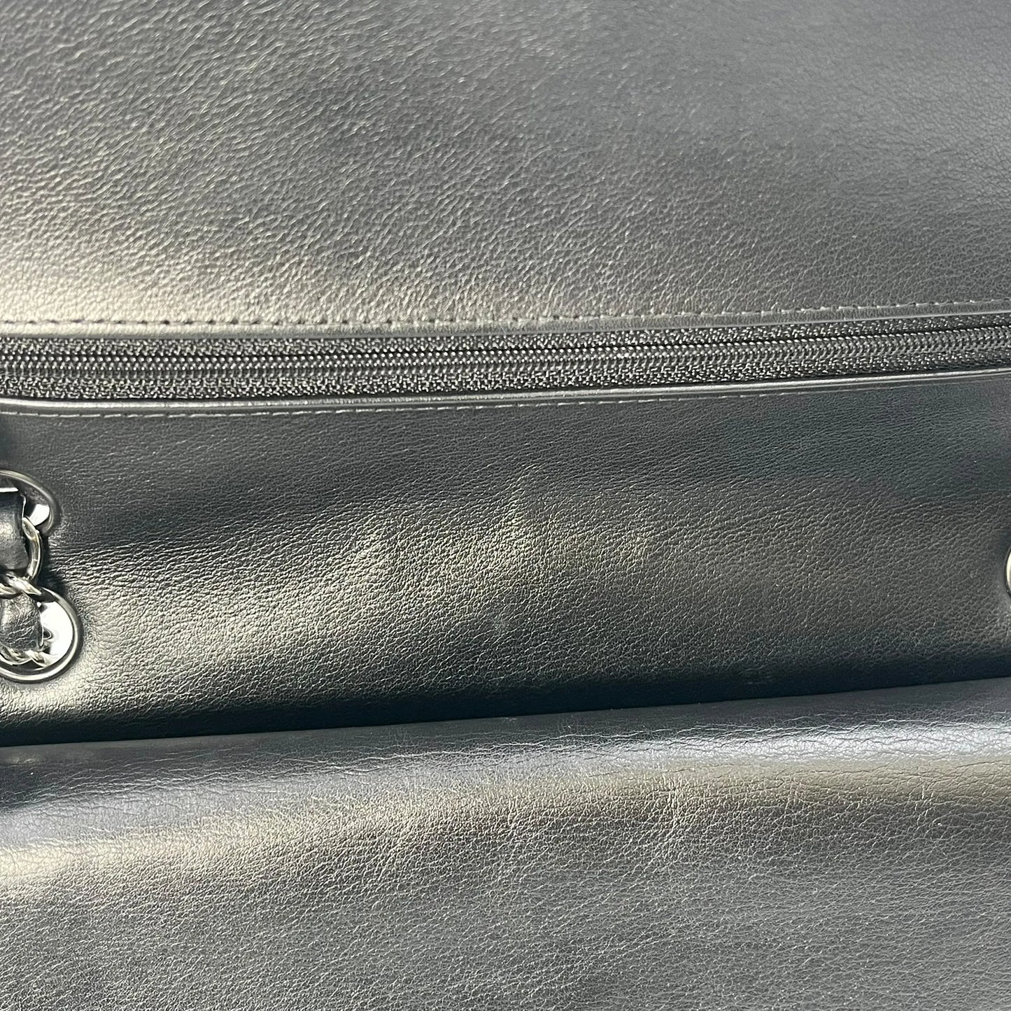 CHANEL Double Flap Bag Calf Chain Shoulder Bag - Black / White