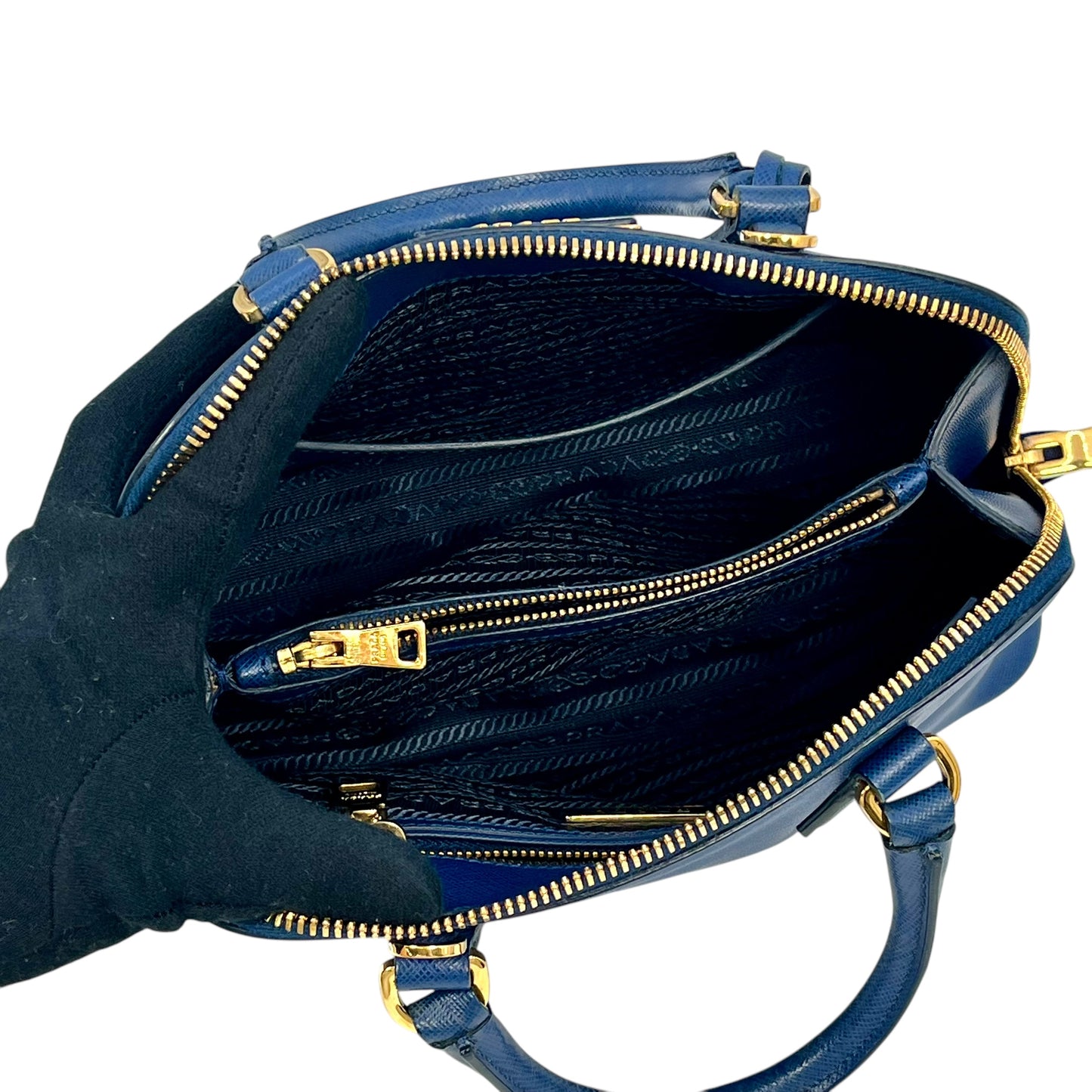 PRADA Saffiano Promenade 2way Bag Blue