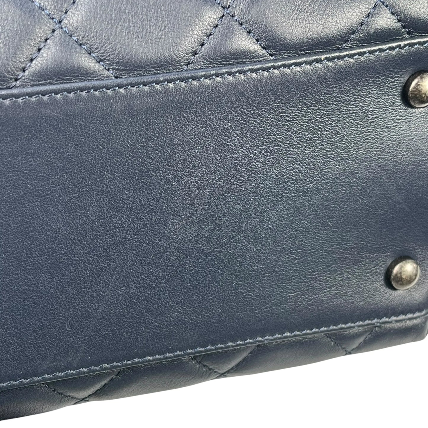 CHANEL Matelasse Tweed and Quilted Aged Calfskin Medium Hand Bag Chain Shoulder Bag - Navy