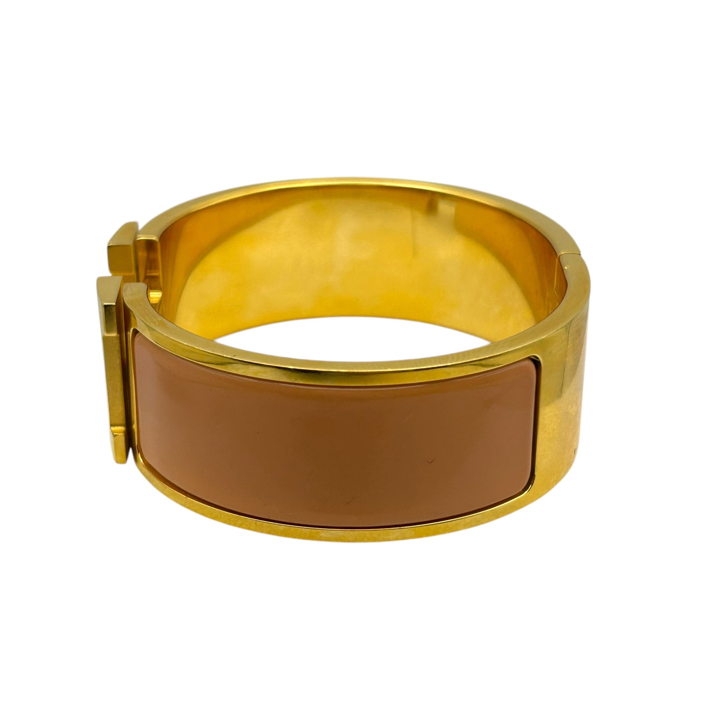 HERMES Clic Clac H Enamel Bracelet GM Nude Gold