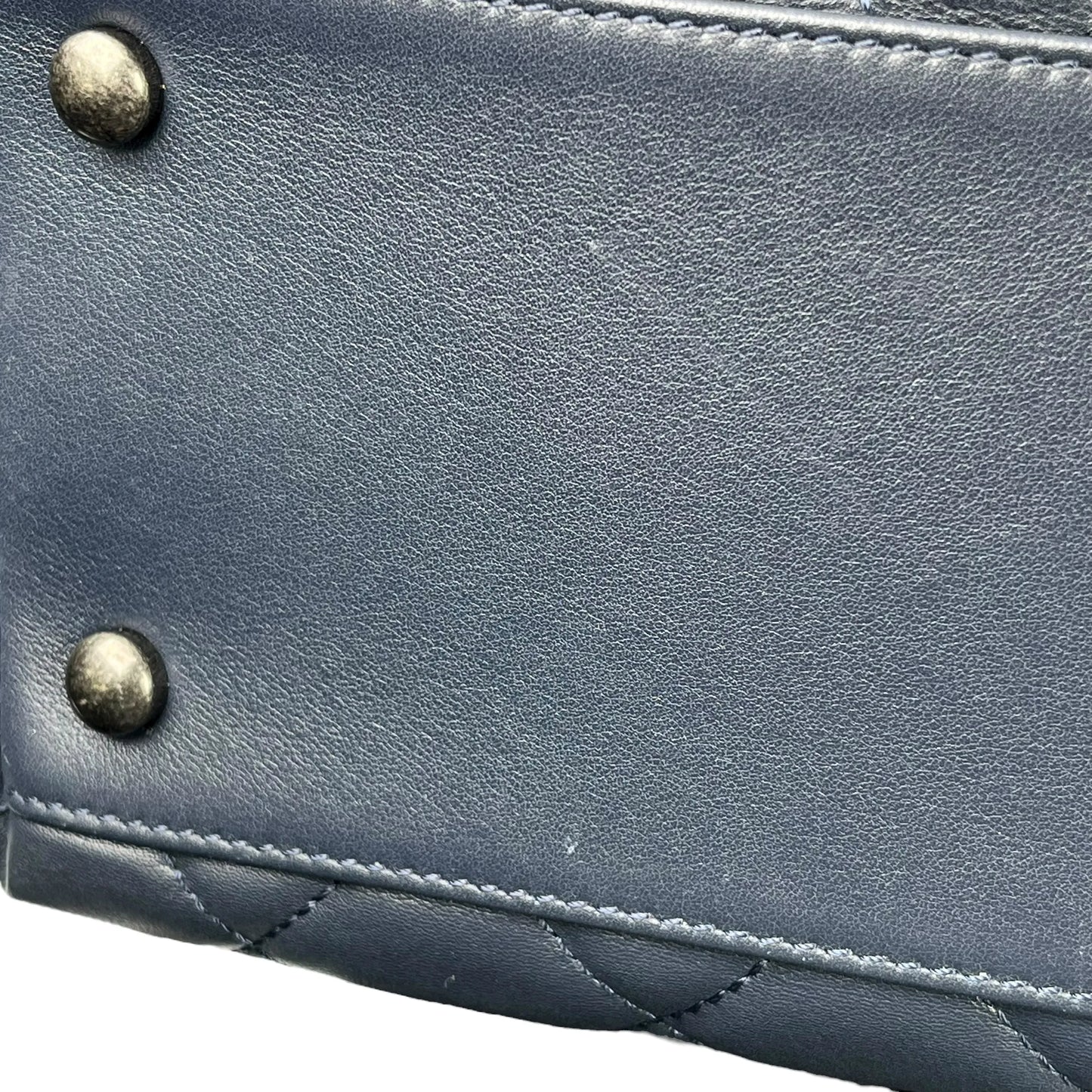 CHANEL Matelasse Tweed and Quilted Aged Calfskin Medium Hand Bag Chain Shoulder Bag - Navy