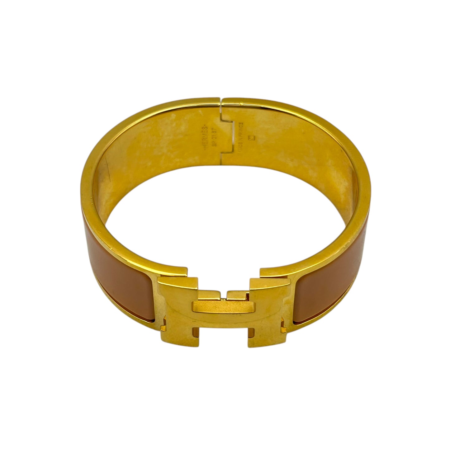 HERMES Clic Clac H Enamel Bracelet GM Nude Gold