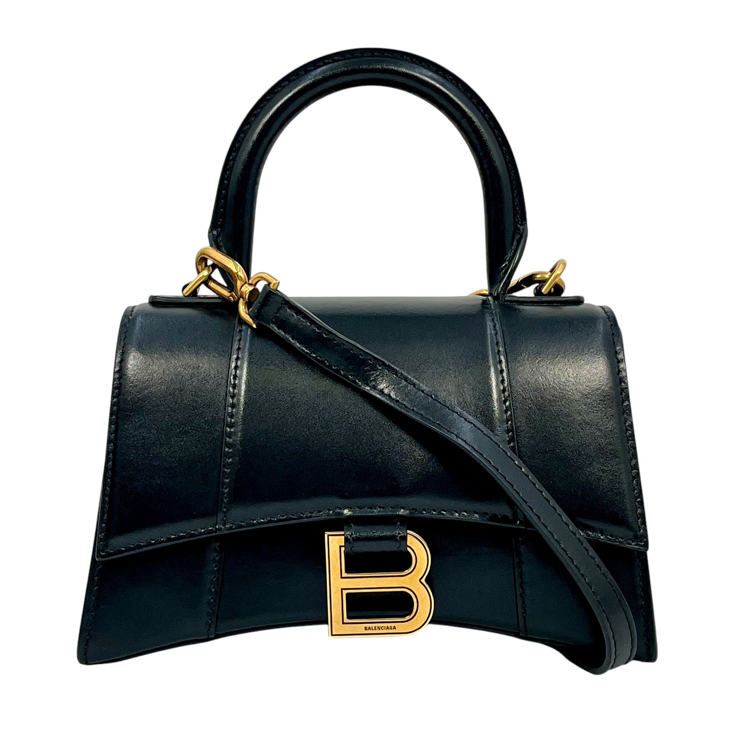 BALENCIAGA Hourglass Hand Bag 2way Black