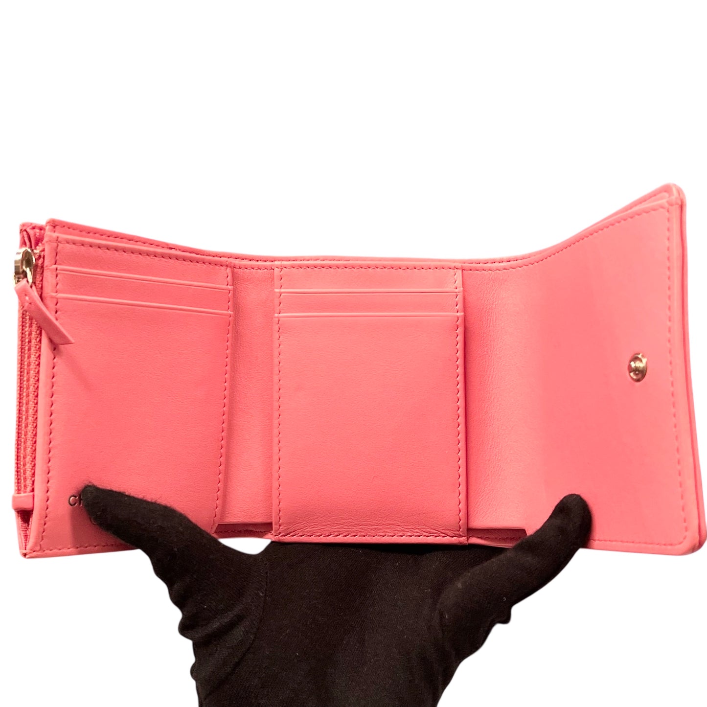CHANEL Vstich Mademoiselle Tri-fold wallet