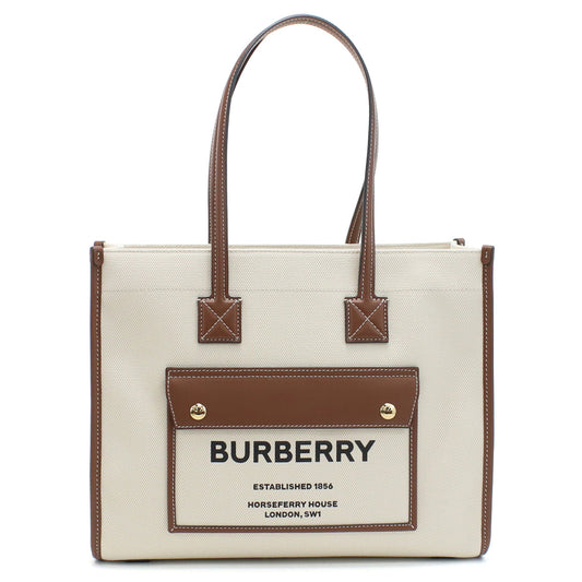 BURBERRY Horseferry House Canvas Tote Bag - White