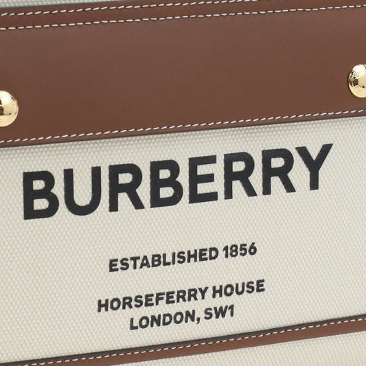 BURBERRY Horseferry House Canvas Tote Bag - White