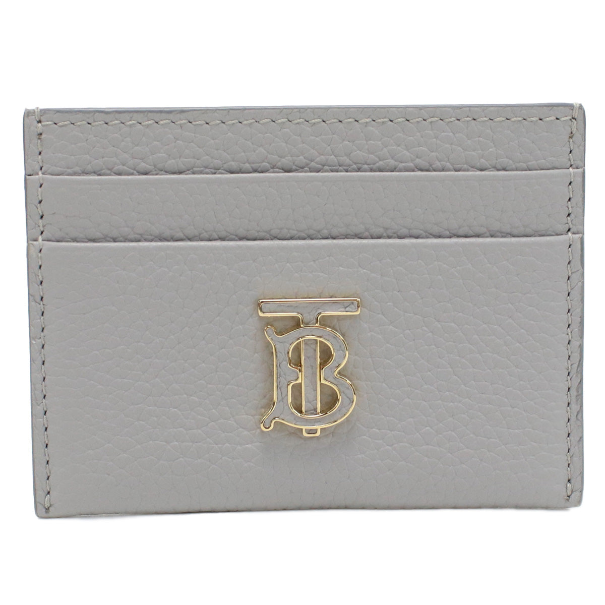 BURBERRY Leather TB Card Case - Gray