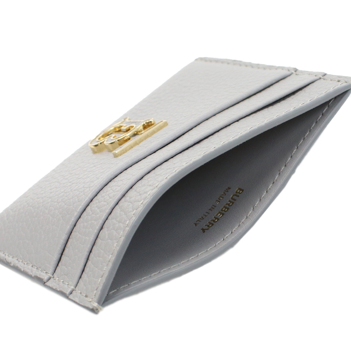 BURBERRY Leather TB Card Case - Gray