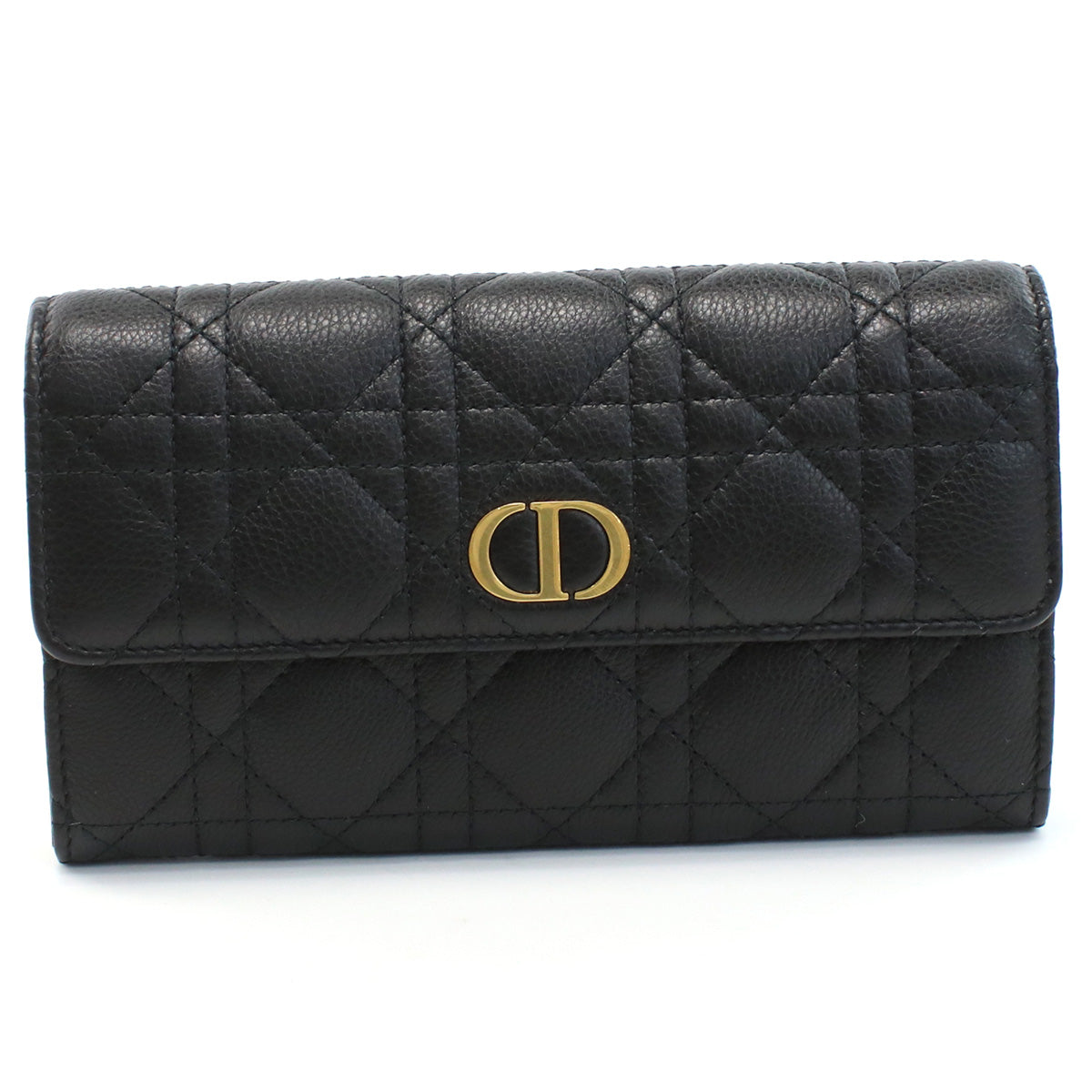 Dior Caro Orchid Calfskin Long Wallet - Black