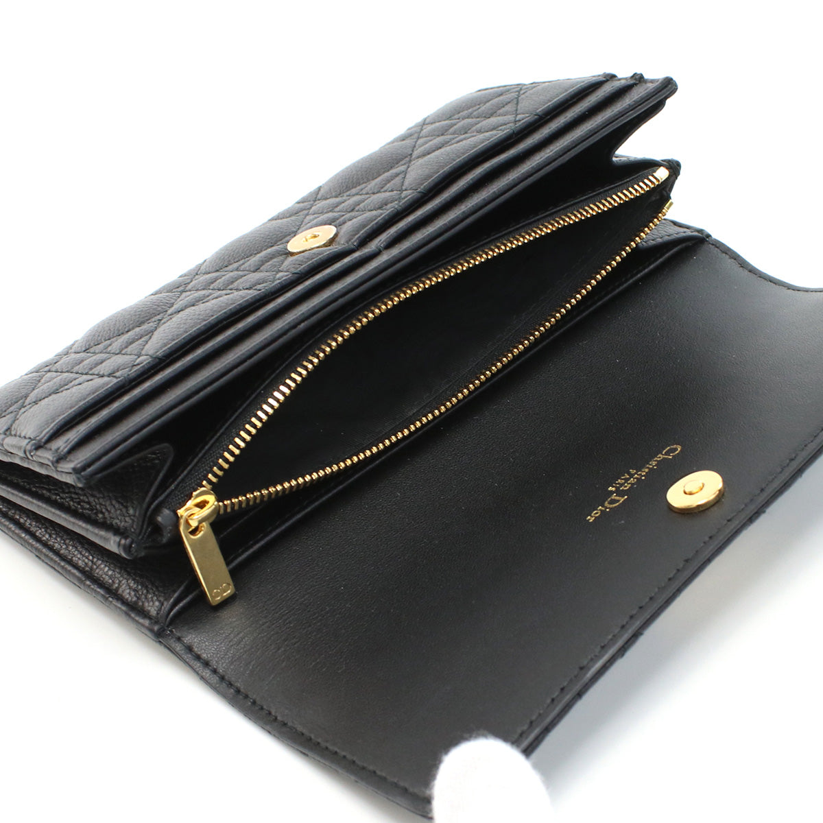 Dior Caro Orchid Calfskin Long Wallet - Black