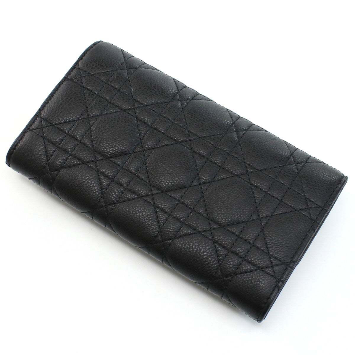 Dior Caro Orchid Calfskin Long Wallet - Black