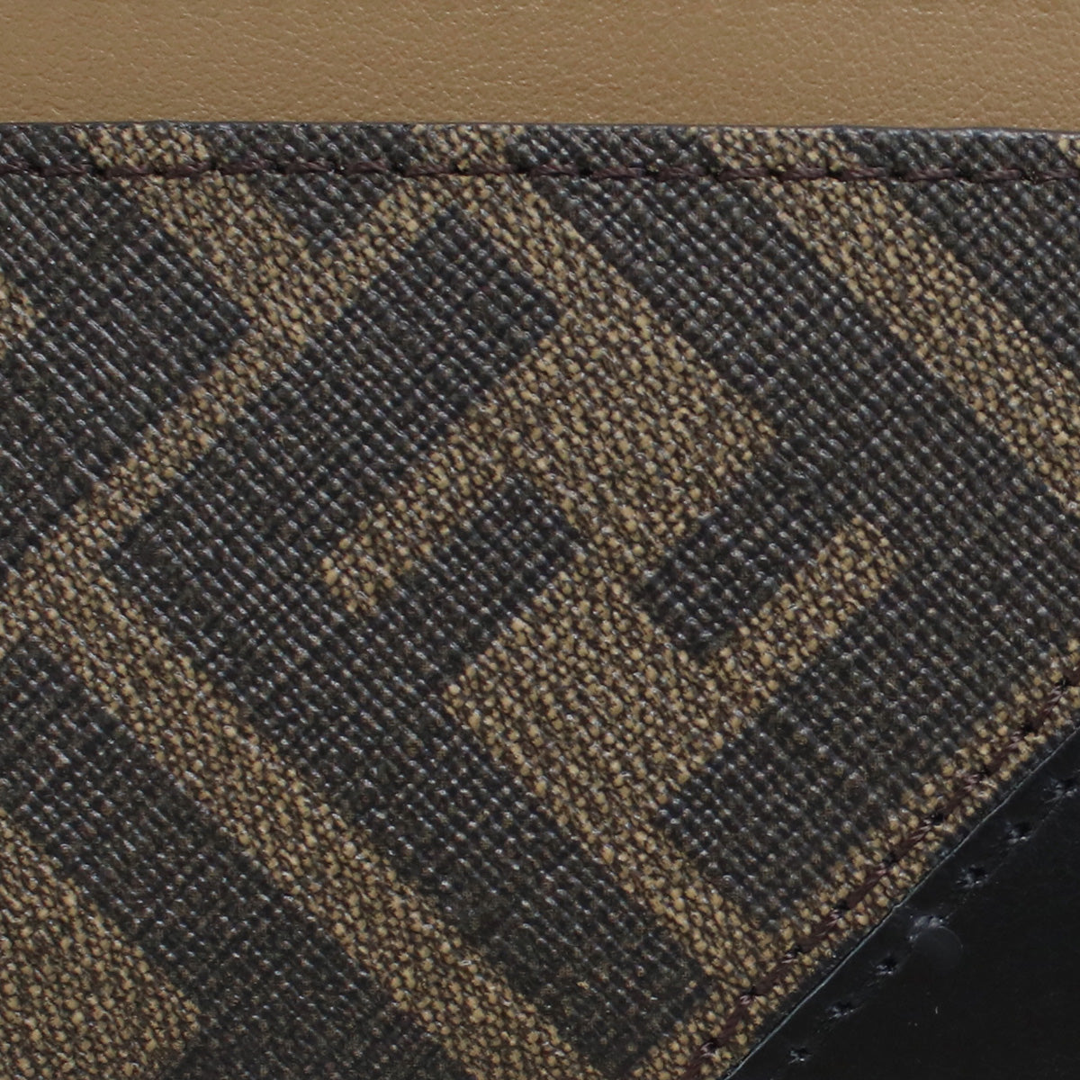 FENDI FF Jacquard Leather Card Case - Brown
