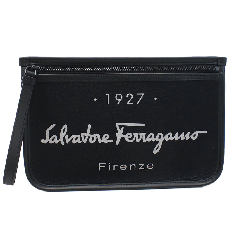FERRAGAMO 1927 Signature Pouch Clutch Bag - Black