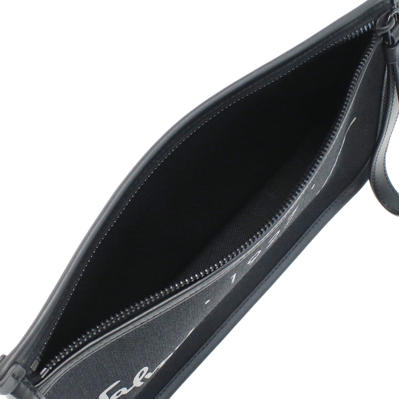 FERRAGAMO 1927 Signature Pouch Clutch Bag - Black