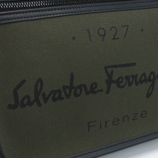 FERRAGAMO 1927 Signature Pouch Clutch Bag - Khaki