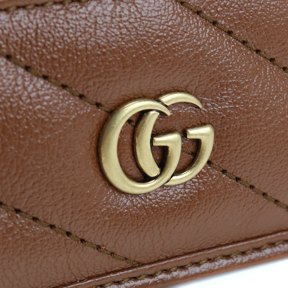 GUCCI GG Marmont Leather Card Case - Brown