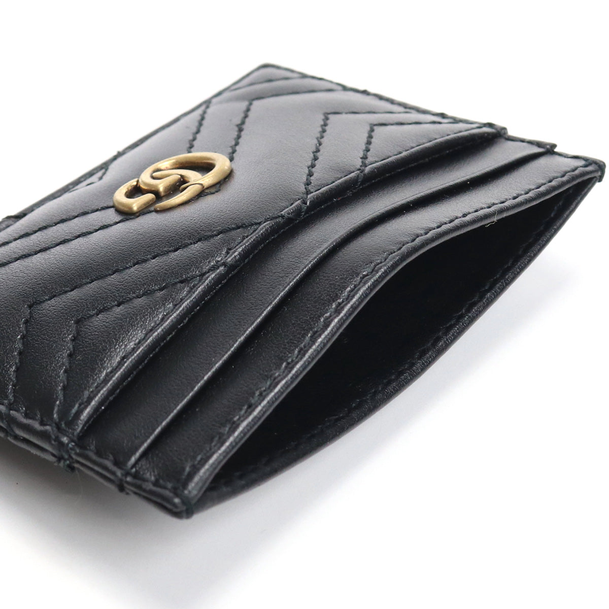GUCCI GG Marmont Leather Card Case - Black