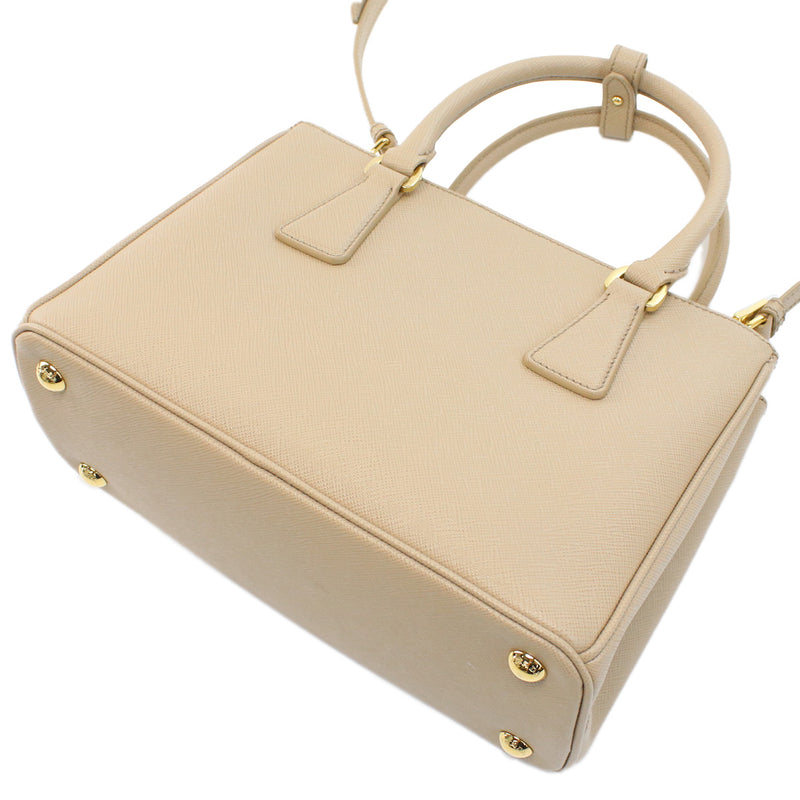PRADA Galleria Saffiano Leather Hand Bag Shoulder Bag - Beige