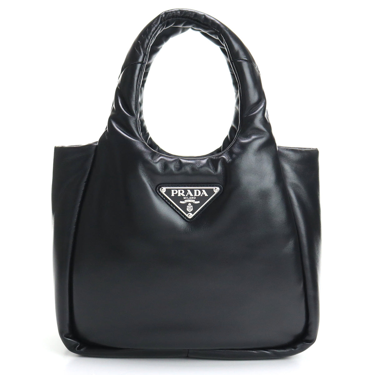 PRADA Small Padded Re-Nylon Tote Bag Hand Bag - Black