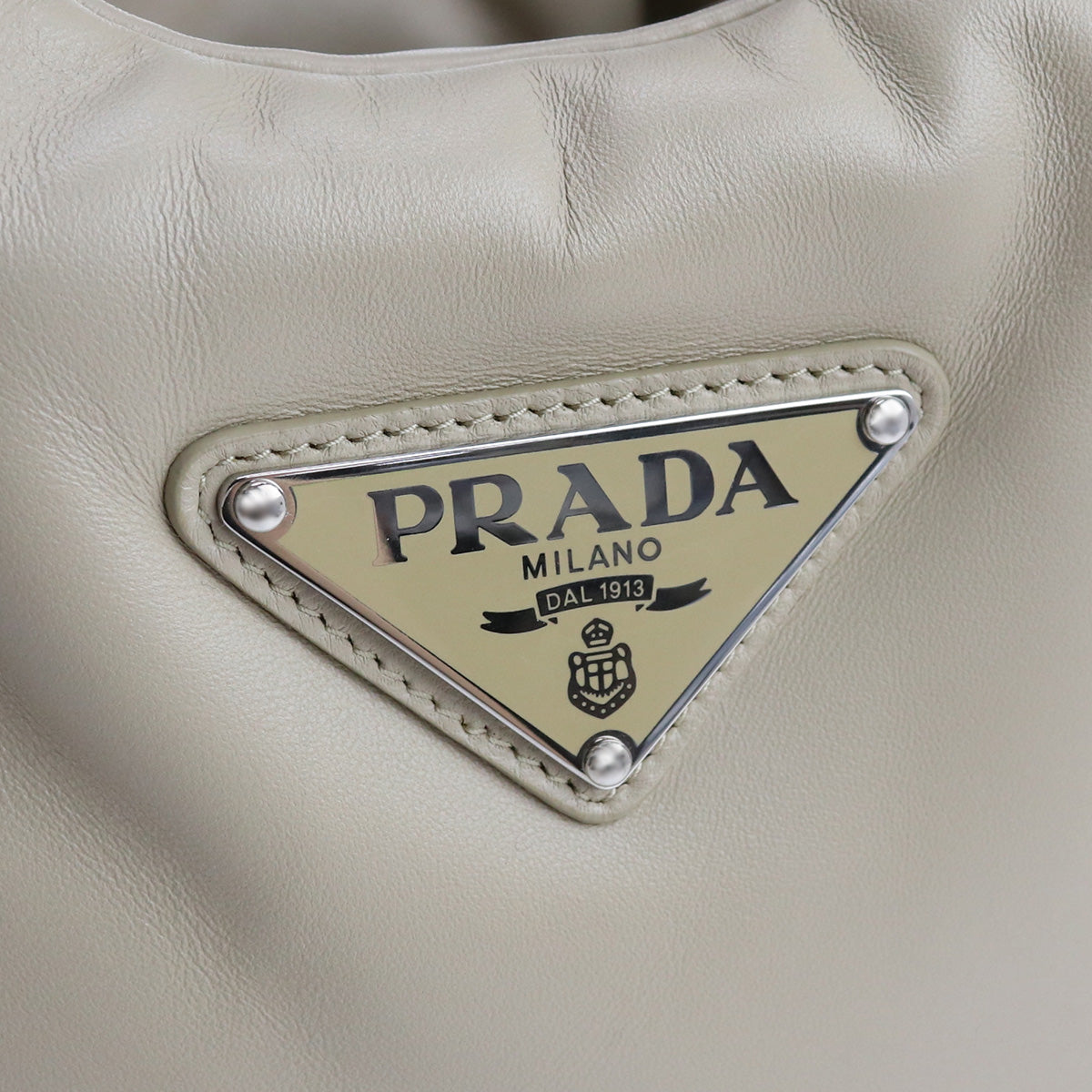 PRADA Small Padded Re-Nylon Tote Bag Hand Bag - Beige