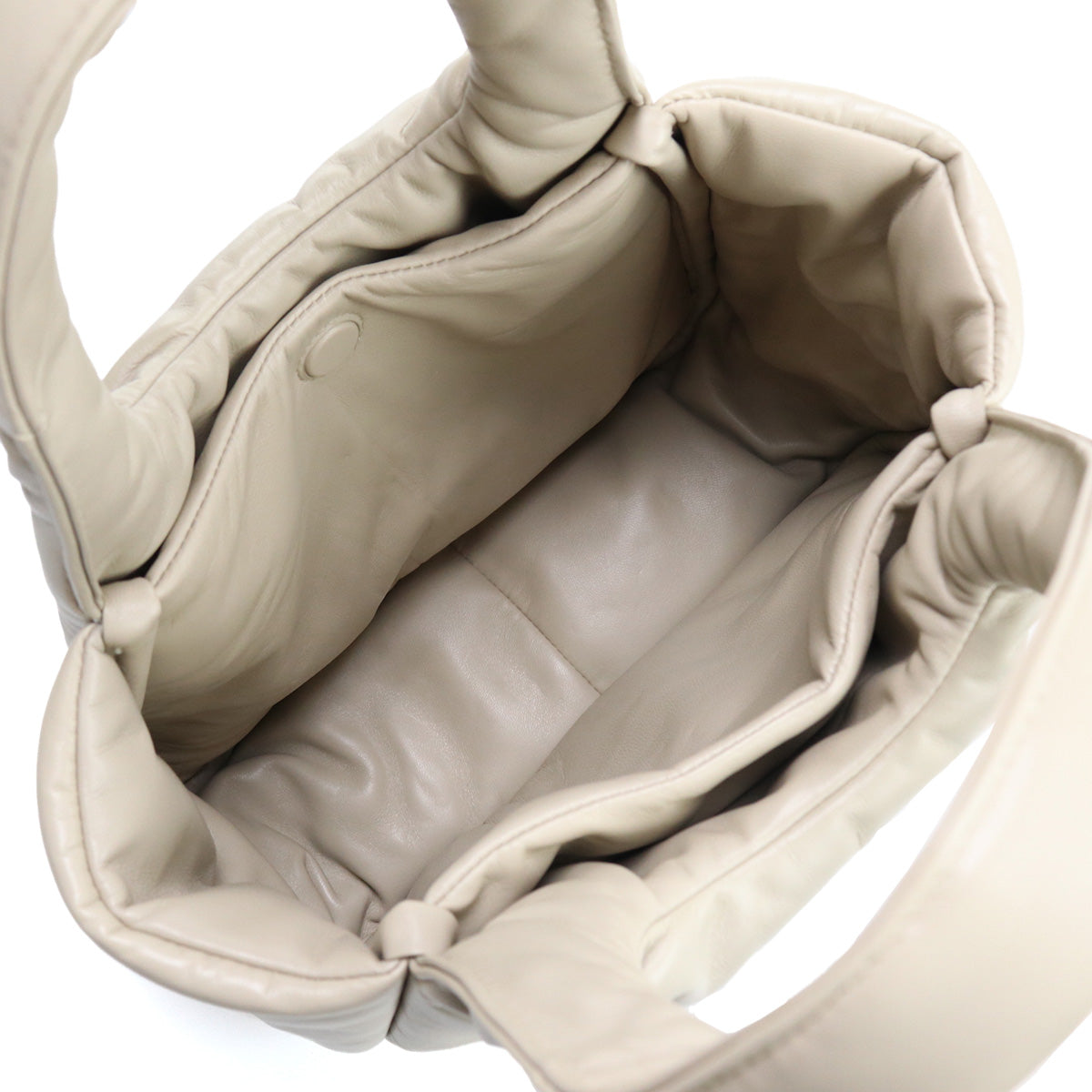 PRADA Small Padded Re-Nylon Tote Bag Hand Bag - Beige