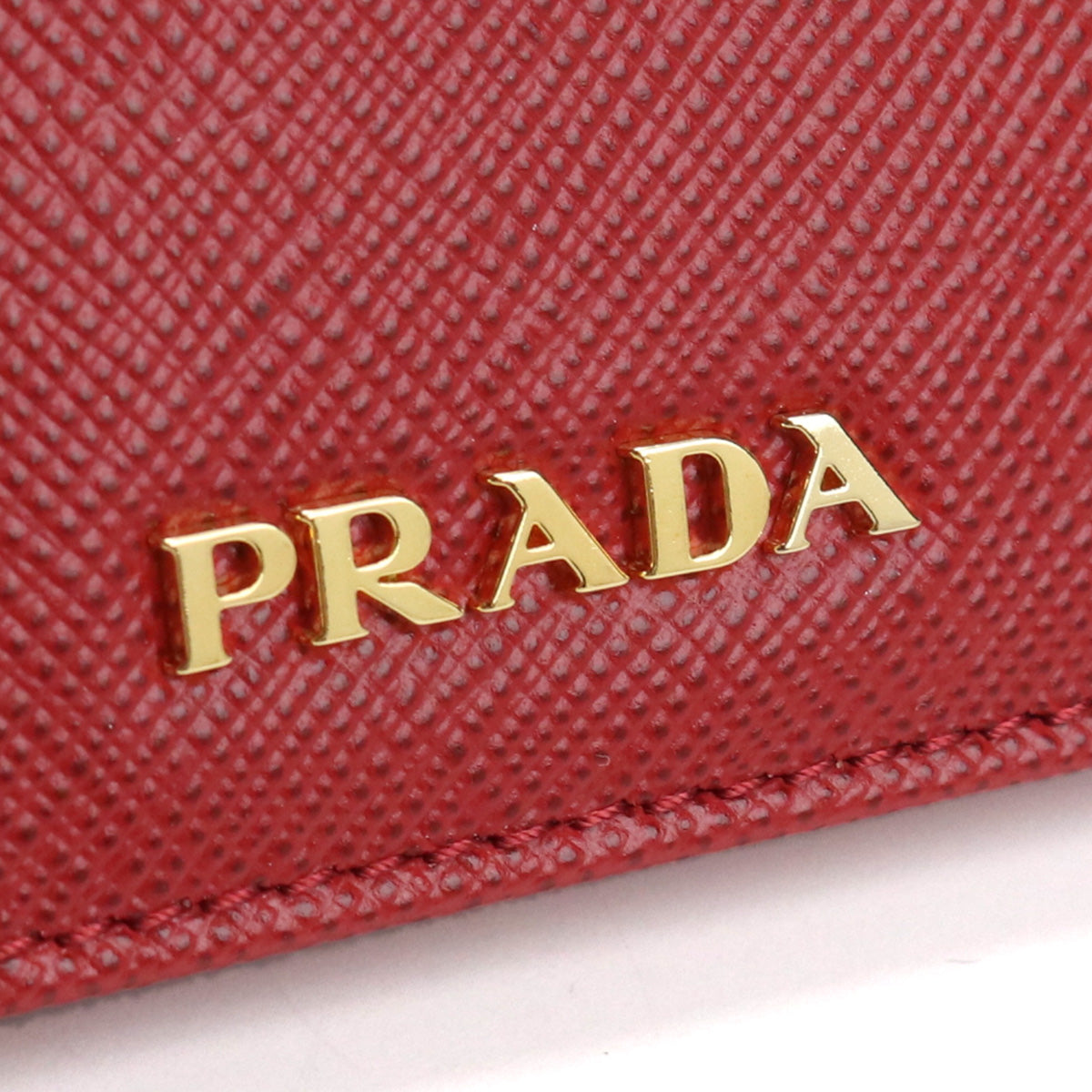 PRADA Saffiano Leather Card Case - Red