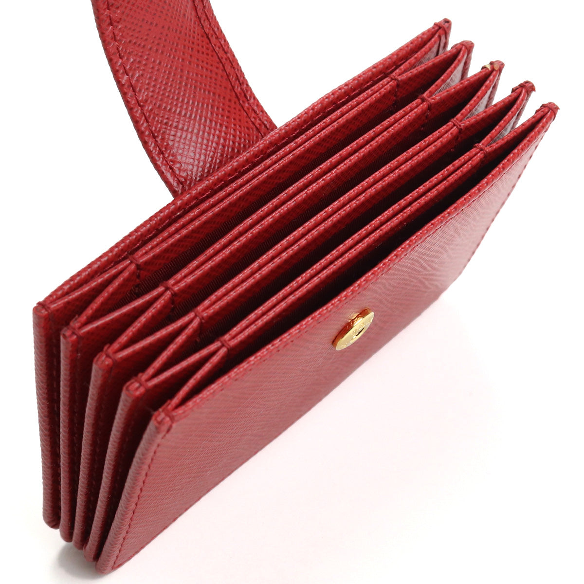 PRADA Saffiano Leather Card Case - Red