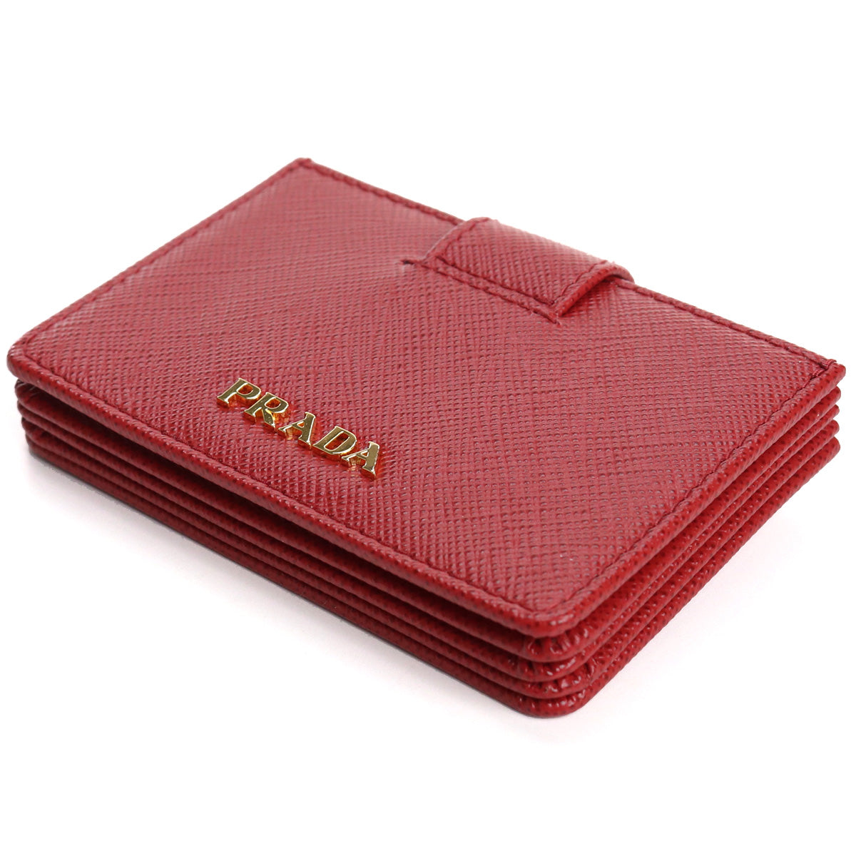 PRADA Saffiano Leather Card Case - Red