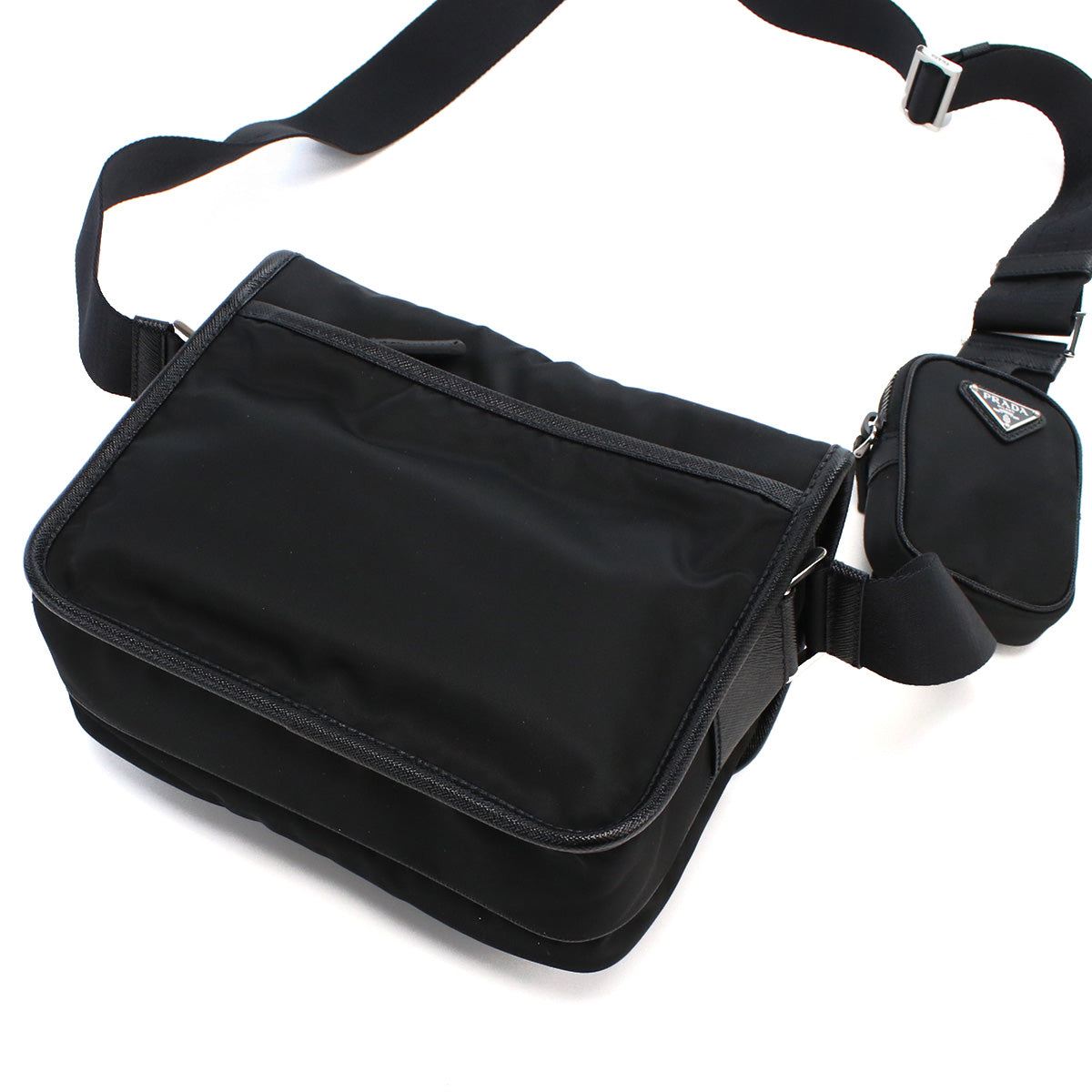 PRADA Re-Nyron And Saffiano Leather Shoulder Bag - Black