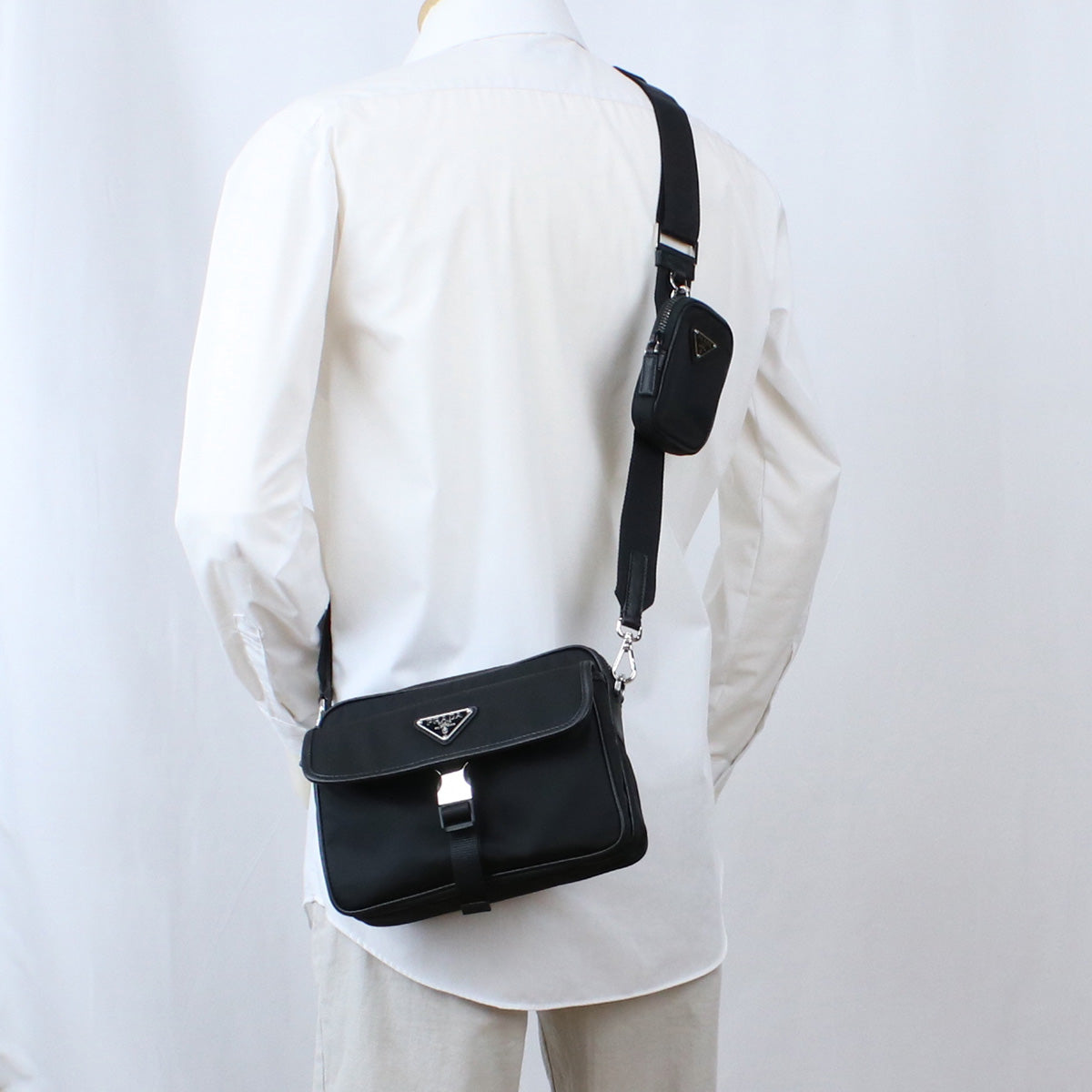 PRADA Saffiano Leather Shoulder Bag - Black