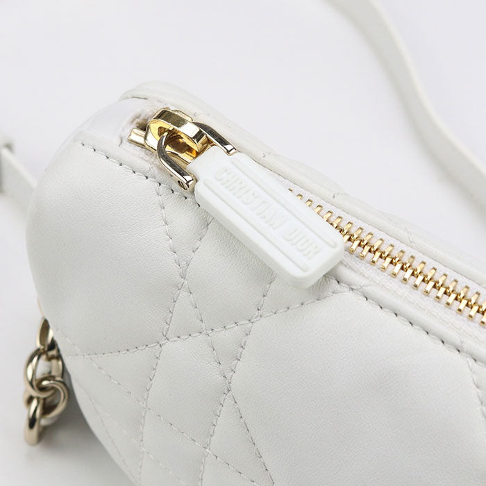 Dior Micro Hobo Lambskin Shoulder Bag - White