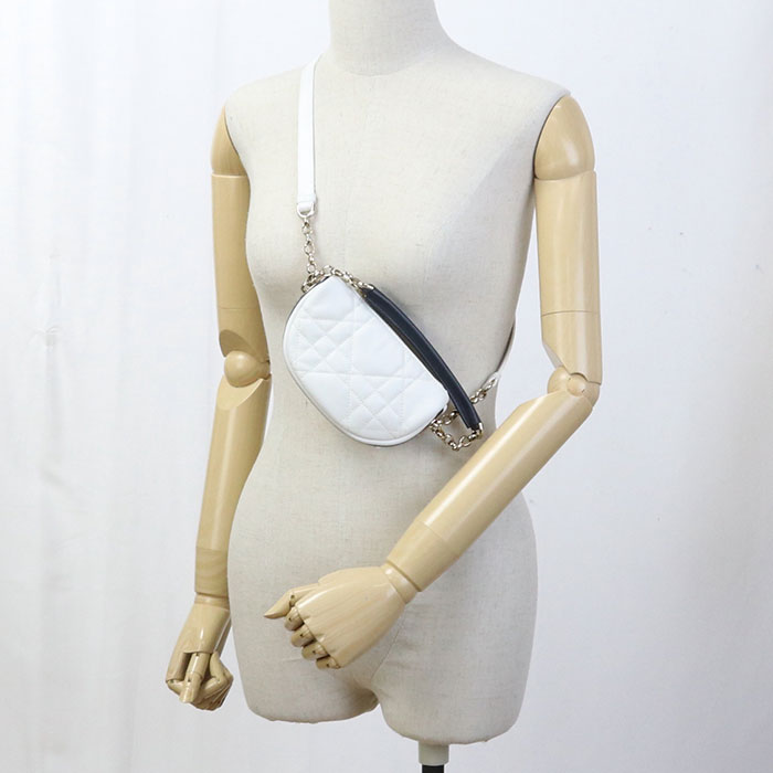 Dior Micro Hobo Lambskin Shoulder Bag - White