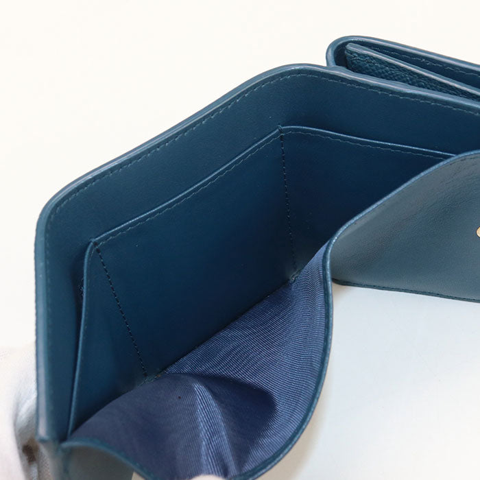 Dior Caro Three Fold Wallet Leather - Blue