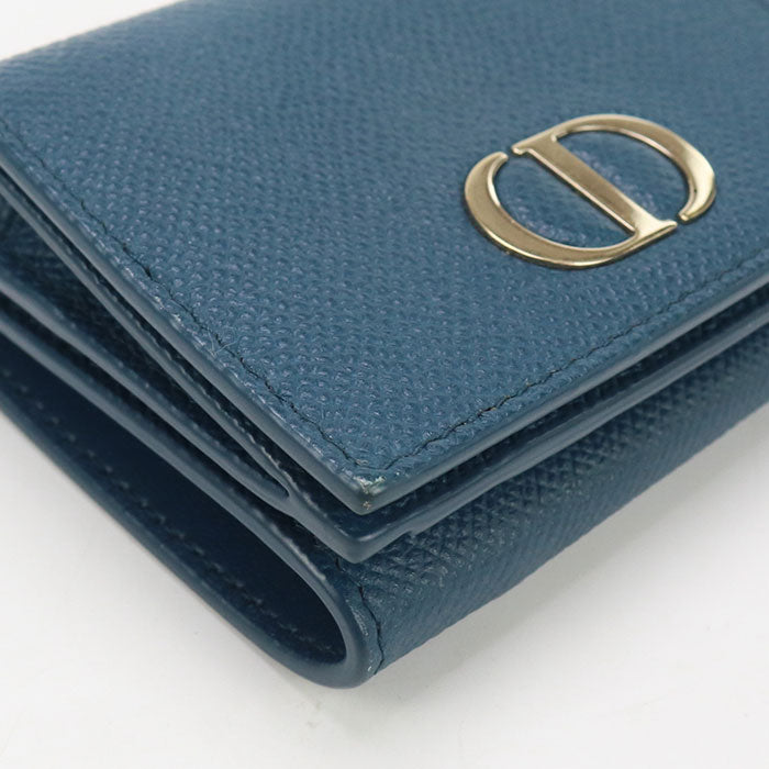 Dior Caro Three Fold Wallet Leather - Blue