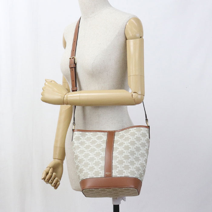 CELINE スモール バケット トリオンフキャンバス ショルダーバッグ - ベージュ