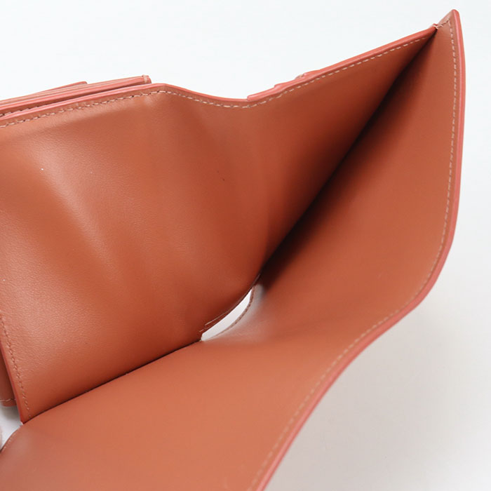 CELINE Small Flap Compact Wallet Triomphe Three Fold Calfskin -Orange