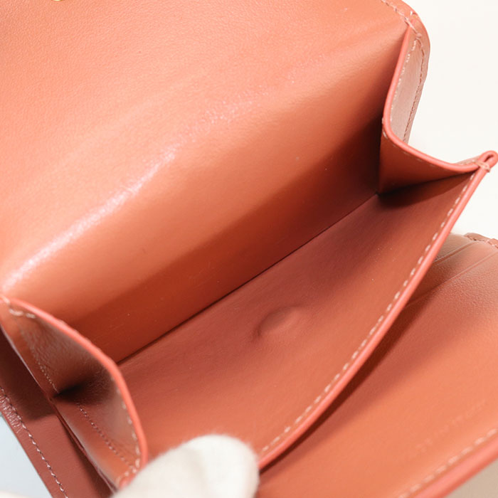 CELINE Small Flap Compact Wallet Triomphe Three Fold Calfskin -Orange