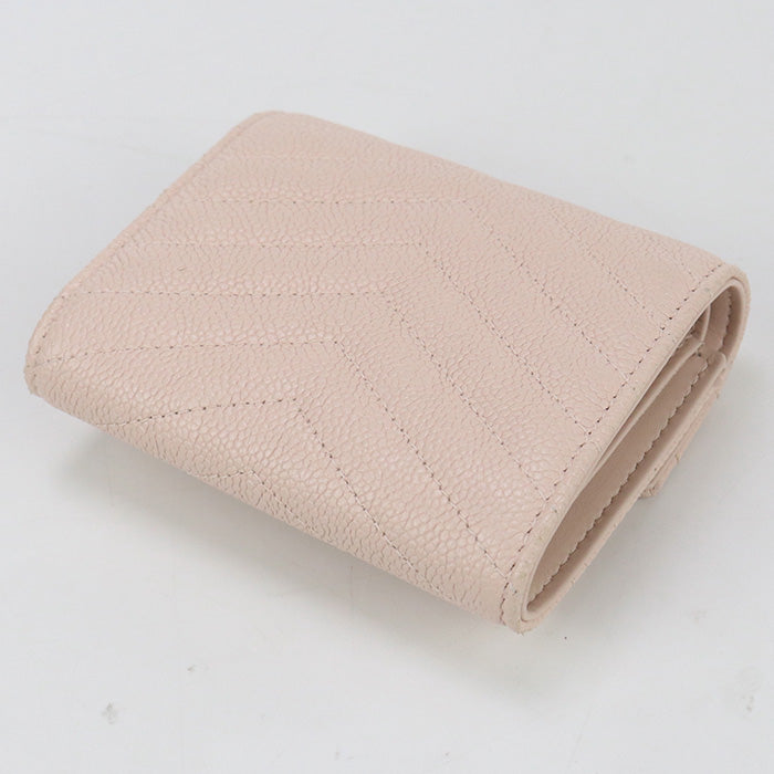 CHANEL Chevron Tri-fold Compact Wallet With Coin Case - Baby Pink