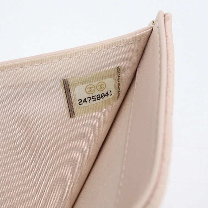 CHANEL シェブロン 三つ折り財布 コンパクトウォレット コインケース - ベビーピンク