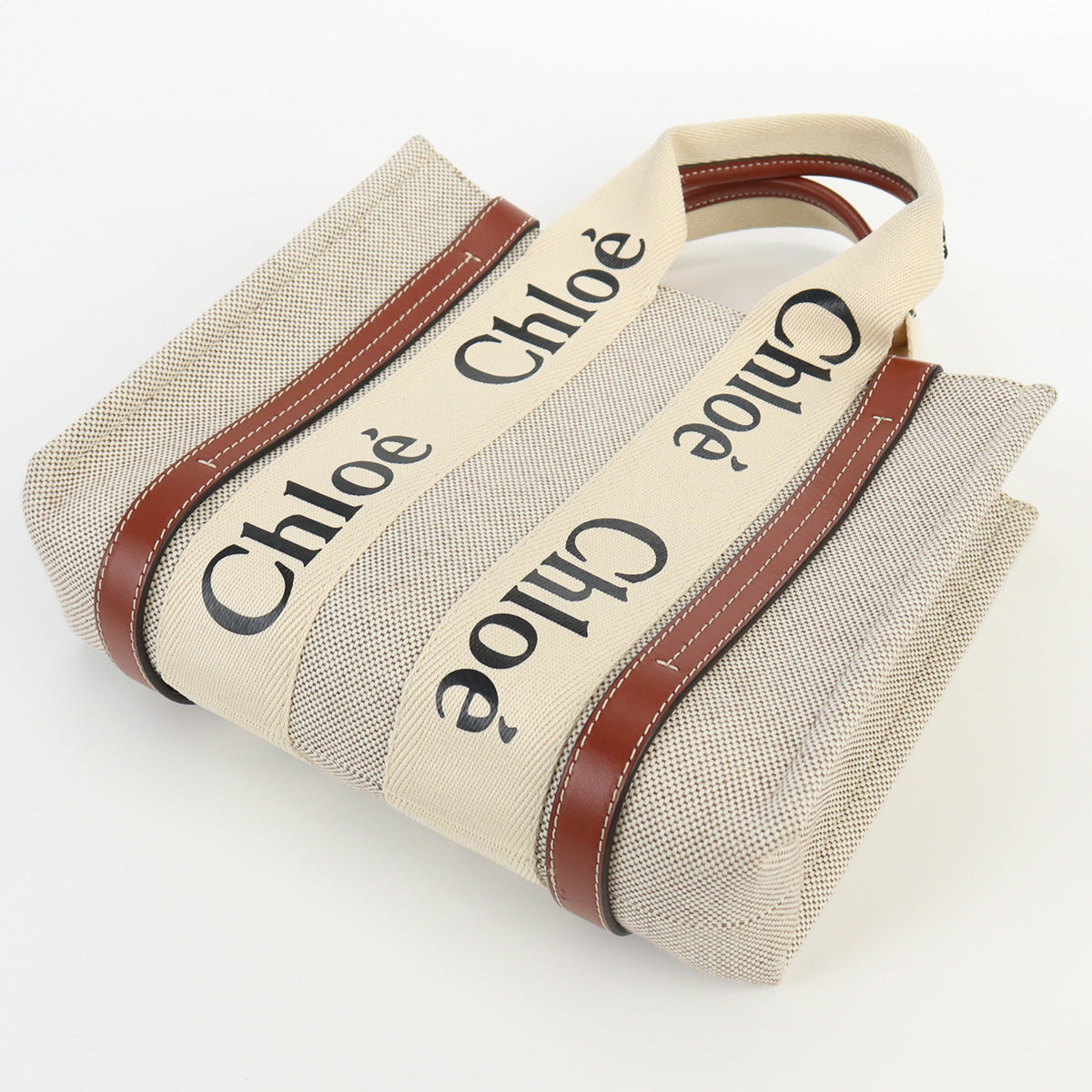 Chloe Woody Small Hand Bag - Brown × Beige