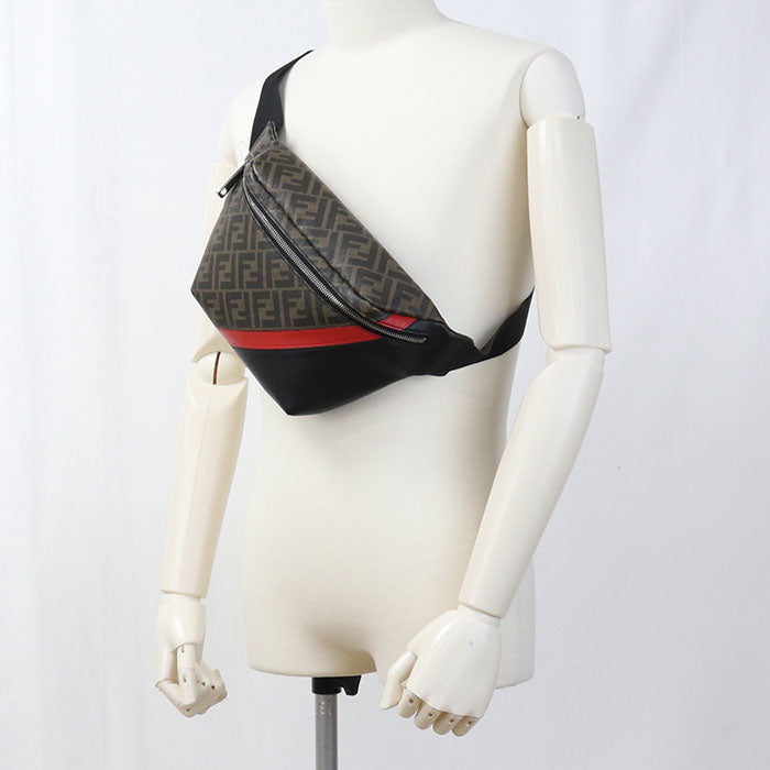 FENDI ダイアゴナル PVC ベルト ボディバッグ - ブラウン