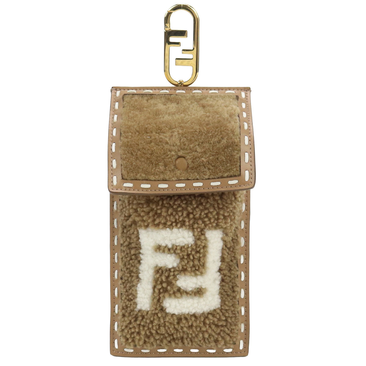 FENDI FF Shearling Pouch Phone Case - Brown