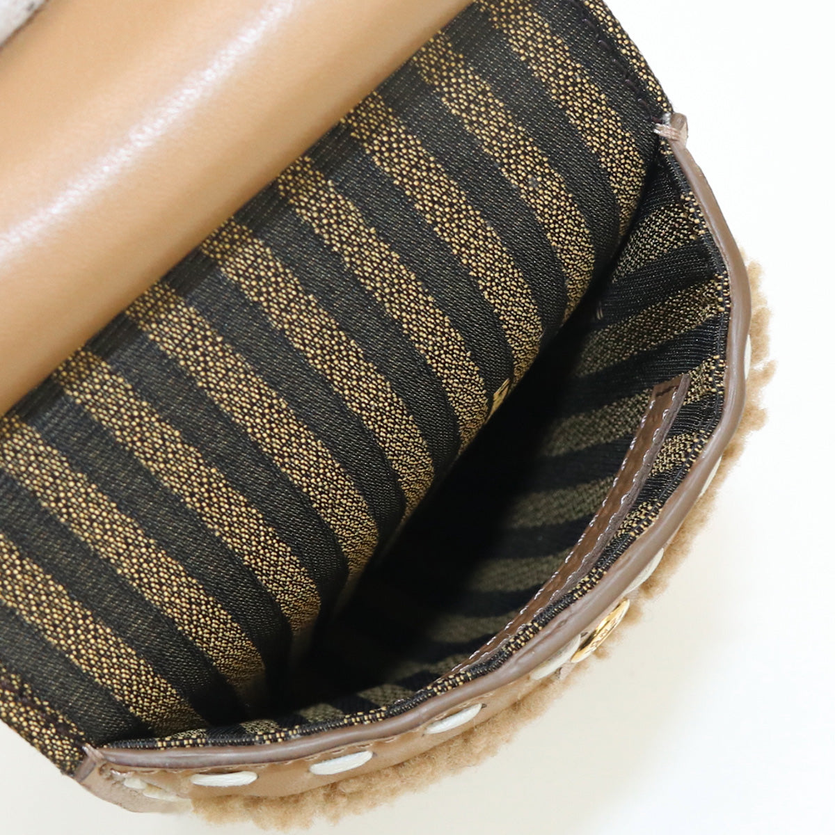 FENDI FF Shearling Pouch Phone Case - Brown