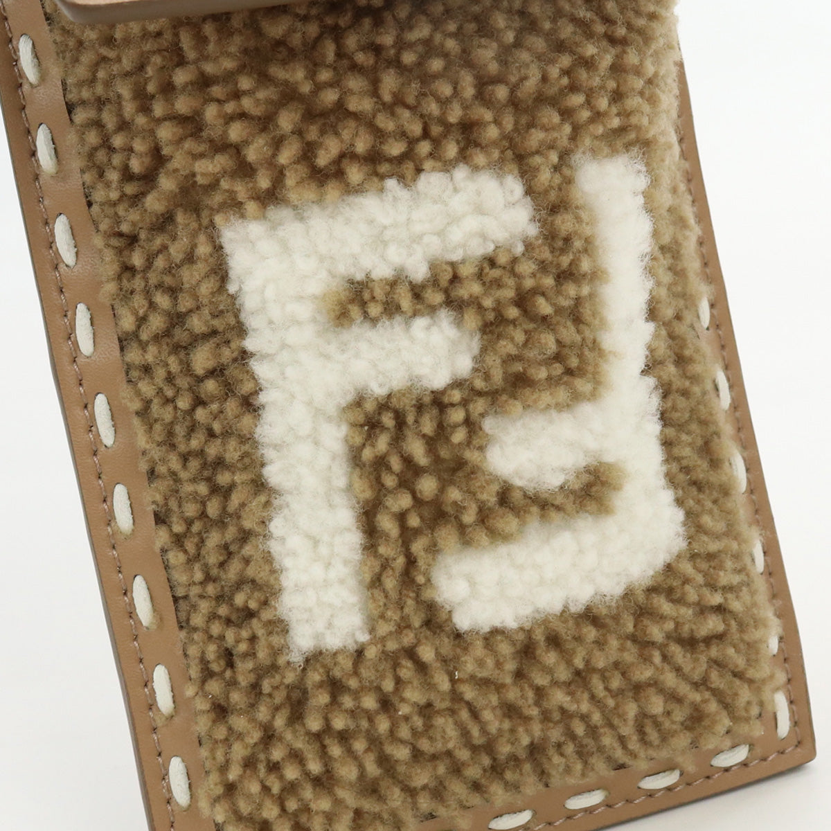 FENDI FF Shearling Pouch Phone Case - Brown