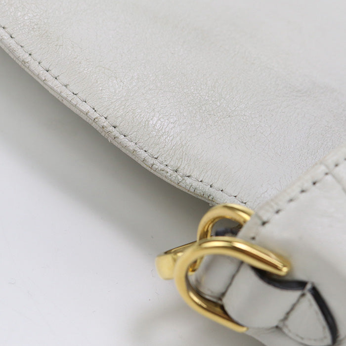 FENDI Baguette Large Leather Hand Bag Shoulder Bag - White