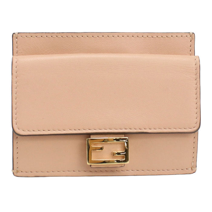 FENDI Baguette Leather Card Case - Pinkbeige