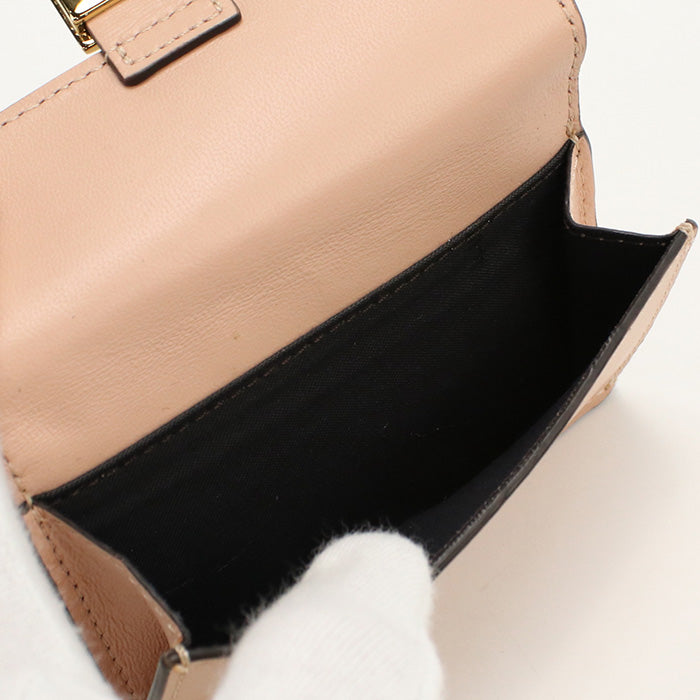 FENDI Baguette Leather Card Case - Pinkbeige