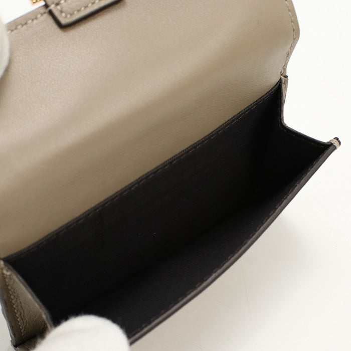 FENDI Baguette Leather Card Case Compact Wallet - Beige